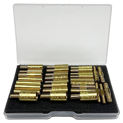 Pisztolytisztító rúdszerelvény-adapterek 30 db Cs. 5-40 8-32 10-32 5/16-27 M3 M4 M5 menetek apa- és anya rúdcsatlakozóban