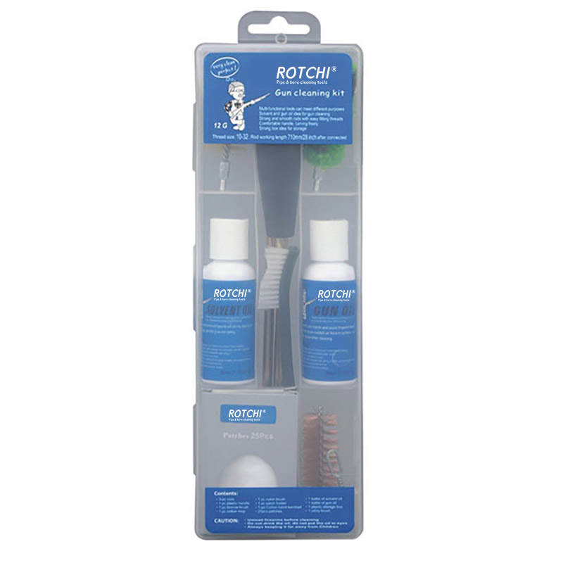 Átlátszó doboz légpuska tisztítókészlet olajpalackkal